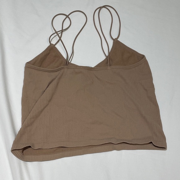 Zara Brown Ribbed Crop Camisole - Picture 2 of 3